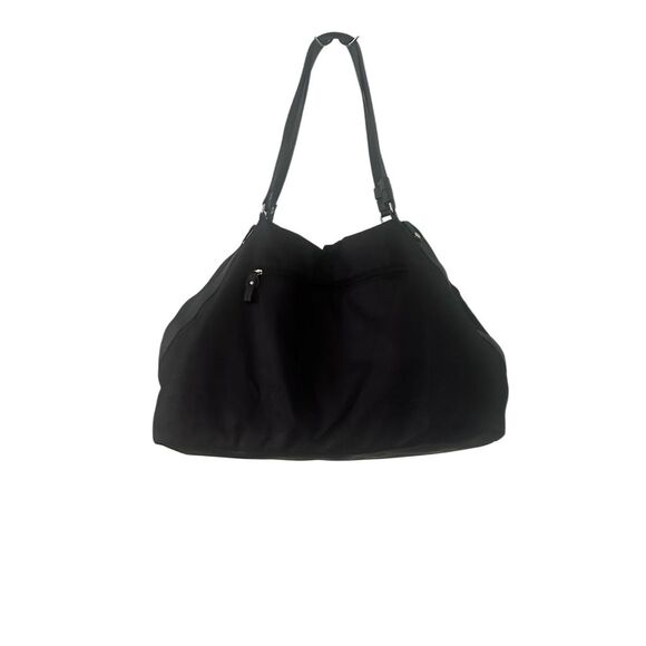 Sandra Roberts Women's Black Nylon Tote Shoulder Bag with Red Lining - Picture 4 of 4